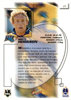 2002 Select Challenge - Promotional Set #21 Brett Hodgson Back